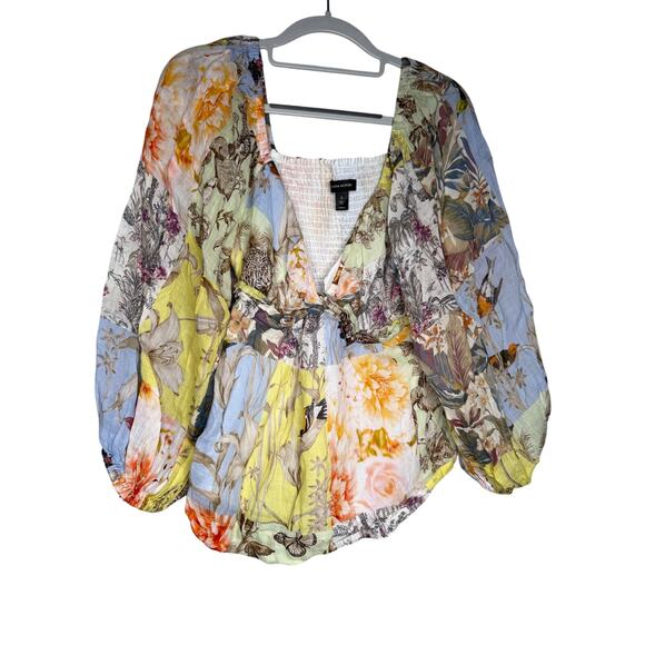 Banana Republic Ramie Twist-Front Blouse colorful whimsical fairy top - Picture 2 of 10